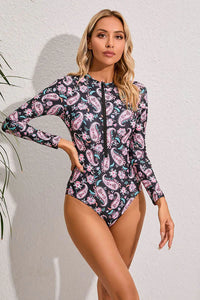 Thumbnail for NoirGlow Paisley Long Sleeve Rash Guard