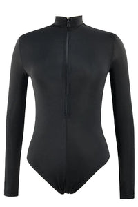 Thumbnail for Plus Size Solid High Neck Long Sleeve UPF50+ Rash Guard