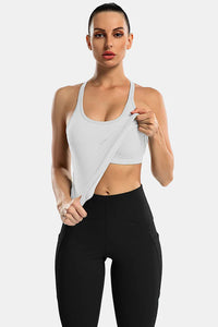 Thumbnail for White Ribbed Racerback Workout Crop Tank