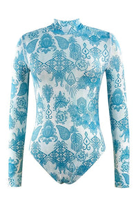 Thumbnail for Tribal Print Long Sleeve Half Zip UPF50+ Rash Guard