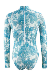 Thumbnail for Tribal Print Long Sleeve Half Zip UPF50+ Rash Guard