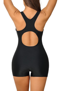 Thumbnail for Women's Boyleg One-Piece Athletic Swimsuit – Racerback Water Aerobics Swimwear