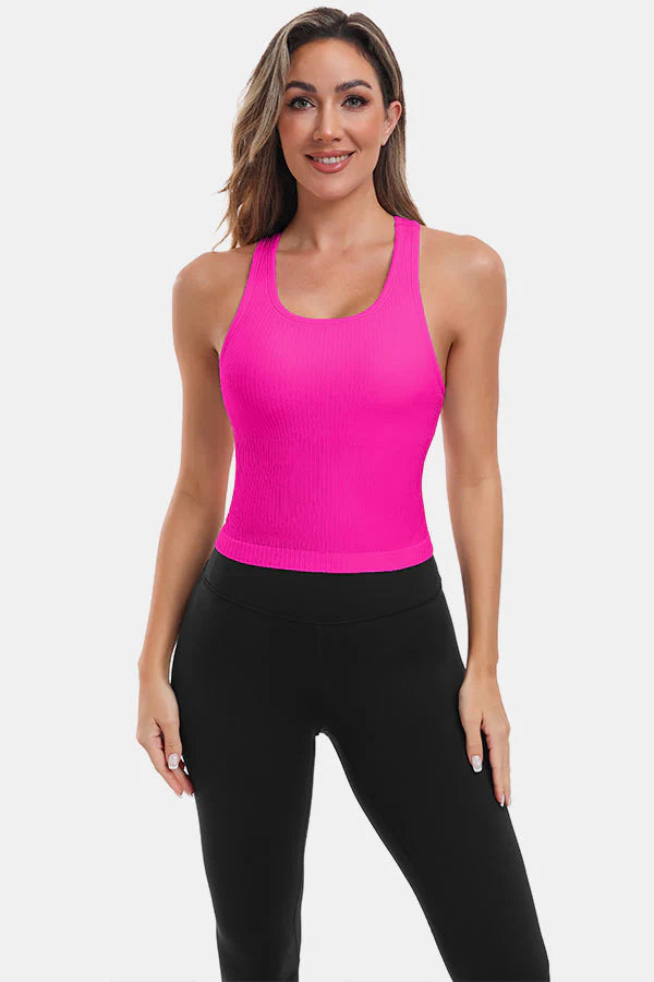 Neon Pink Seamless Racerback Yoga Tank