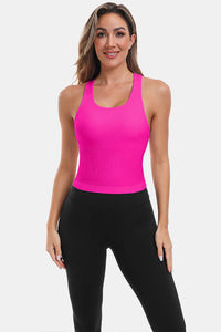 Thumbnail for Neon Pink Seamless Racerback Yoga Tank
