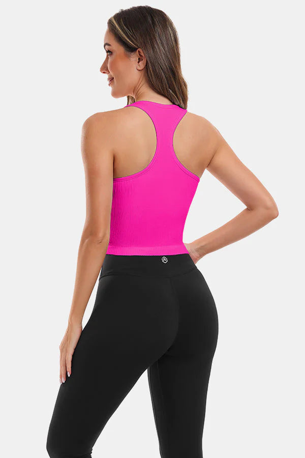 Neon Pink Seamless Racerback Yoga Tank