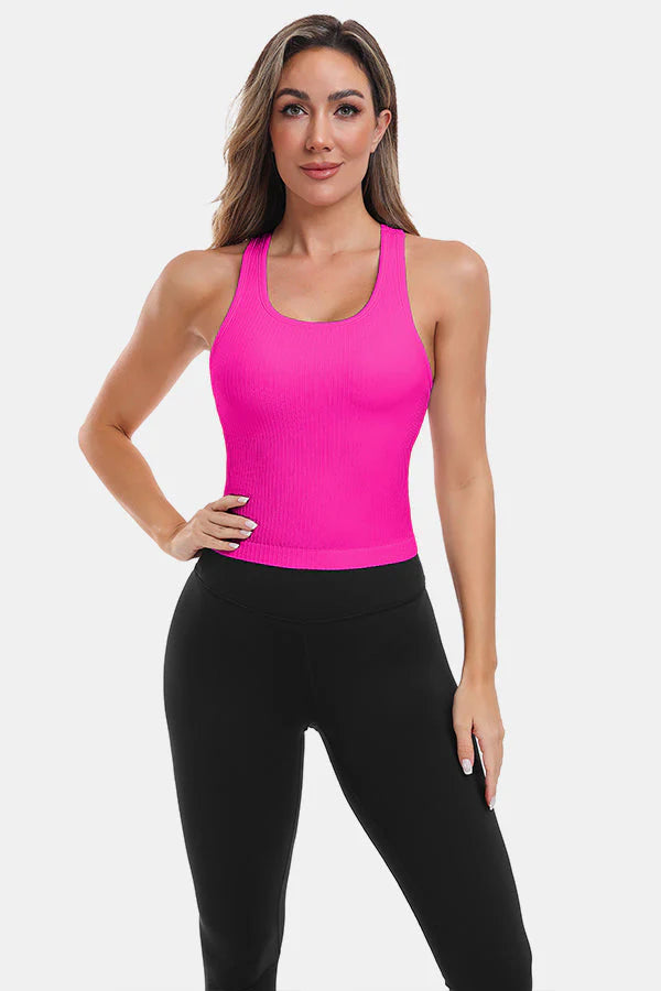 Neon Pink Seamless Racerback Yoga Tank