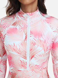 Thumbnail for Women's Palm Pattern Long Sleeve One-Piece