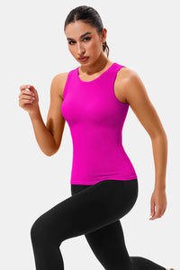 Thumbnail for Neon Pink High Neck Full Back Seamless Tight Fit Ribbed