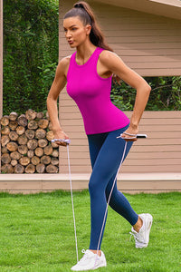 Thumbnail for Neon Pink High Neck Full Back Seamless Tight Fit Ribbed
