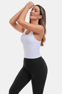Thumbnail for White High Neck Full Back Seamless Tight Fit Ribbed