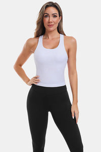 Thumbnail for White High Neck Full Back Seamless Tight Fit Ribbed