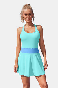 Thumbnail for Scalloped Light Blue Golf Dress