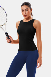 Thumbnail for Black High Neck Full Back Seamless Tight Fit Ribbed
