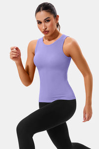 Thumbnail for Purple High Neck Full Back Seamless Tight Fit Ribbed