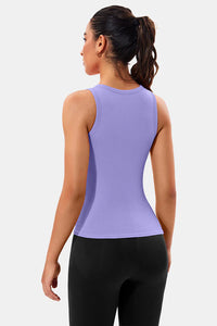 Thumbnail for Purple High Neck Full Back Seamless Tight Fit Ribbed