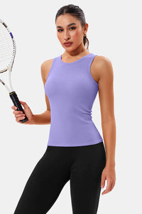 Thumbnail for Purple High Neck Full Back Seamless Tight Fit Ribbed