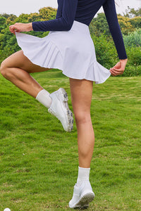 Thumbnail for White Pleated High-Waist Active Skirt