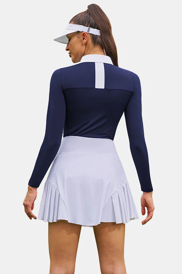 White Pleated High-Waist Active Skirt