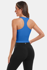 Thumbnail for Blue Seamless Racerback Yoga Tank