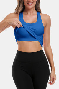 Thumbnail for Blue Seamless Racerback Yoga Tank