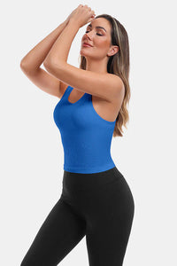 Thumbnail for Blue Seamless Racerback Yoga Tank