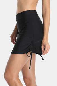 Thumbnail for Women's Solid Drawstring Side Swim Skirt Shorts