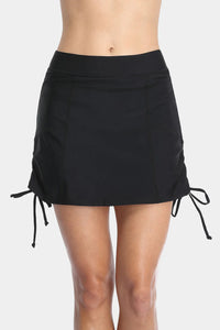 Thumbnail for Women's Solid Drawstring Side Swim Skirt Shorts