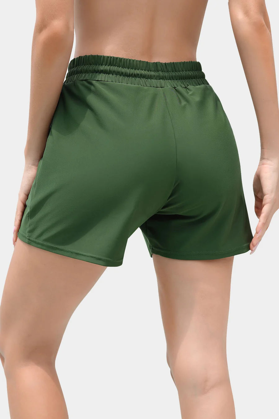 Women's 5'' Solid Elastic Waist Quick Dry Pocket Swim Short Board Shorts