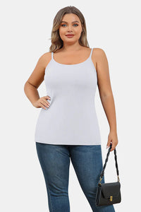 Thumbnail for Plus Size Cotton Camisole Tank Top with Shelf Bra