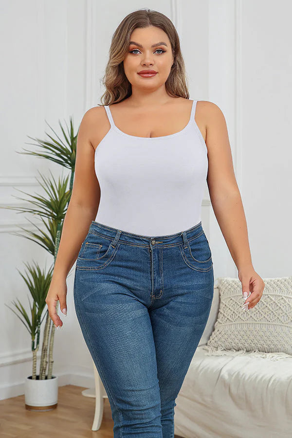 Plus Size Cotton Camisole Tank Top with Shelf Bra
