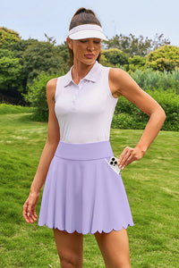 Thumbnail for Purple Scalloped High-Waist Tennis Skirt