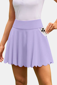Thumbnail for Purple Scalloped High-Waist Tennis Skirt