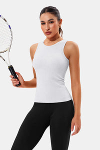 Thumbnail for White High Neck Full Back Seamless Tight Fit Ribbed